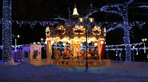 Carousel in the park Stock Footage 60915277