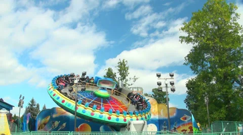 Carousel plate extreme attraction Stock Footage 30251282