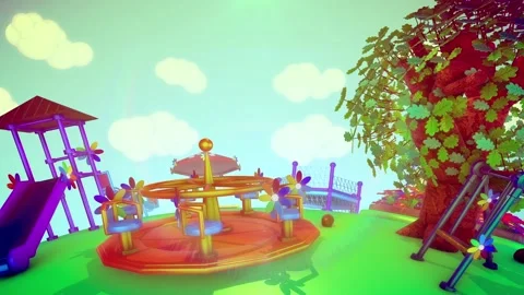 Carousel on the playground under the summer sky. Stock Footage 162094321