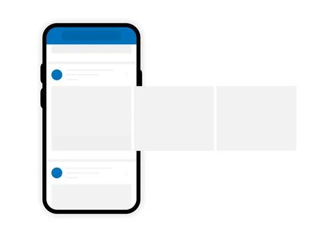 Carousel posts on social network on interface smartphone. Mobile mockup. Mode Stock Illustration