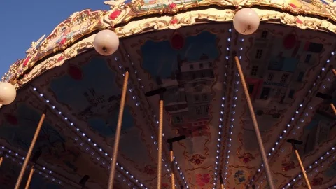 Carousel ride to Eiffel Tower establishing shot 4k Stock Footage 93668468
