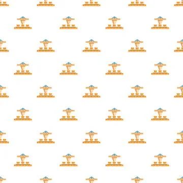 Carousel ride pattern creating seamless fairground background Stock Illustration