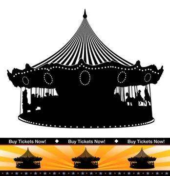 Carousel Ride Silhouette Stock Illustration