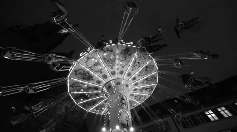 Carousel ride. swinging around. amusement park ride. activity fun Stock Footage 33690202
