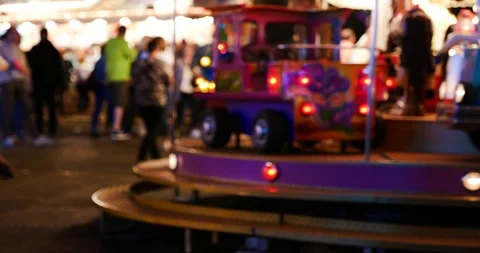 Carousel, roundabout or merry-go-round, and night amusement park atmosphere. Stock Footage 113488088