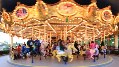 Carousel in running,shot by Tilt-Shift lense Stock Footage 96048663