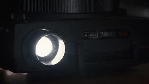 Carousel slide projector rack focus Video stock 221786855