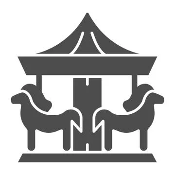 Carousel solid icon, Amusement park concept, merry-go-round sign on white Illustrazione stock