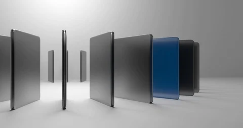 A carousel of squares with a blue highlight. 스톡 동영상 92347027