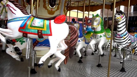 Carousel, theme park Stock Footage 91705956