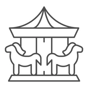 Carousel thin line icon, Amusement park concept, merry-go-round sign on white Illustrazione stock