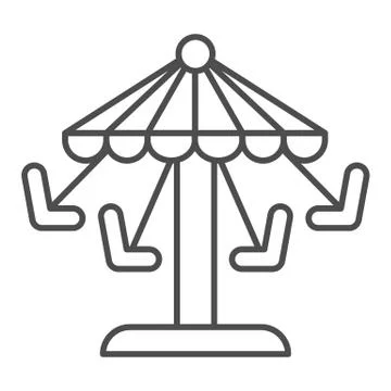 Carousel thin line icon, Amusement park concept, amusement ride with seats sign Ilustración de archivo