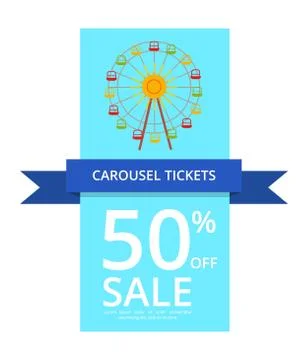 Carousel Tickets 50 Off Sale Vector Illustration Illustrazione stock