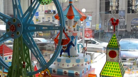 Carousel in toy store Stock Footage 50821850