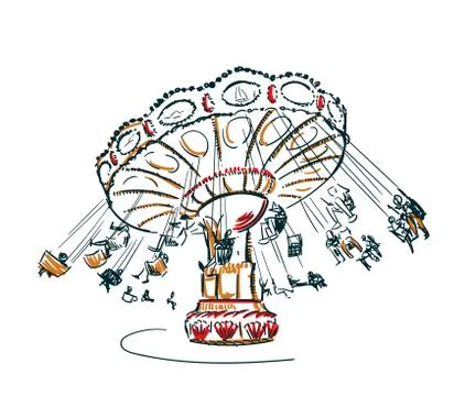 Carousel vector sketch clip art isolated illustration Illustrazione stock