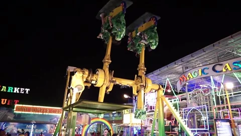 Carousel wheel at Amusement Park 스톡 동영상 140170716