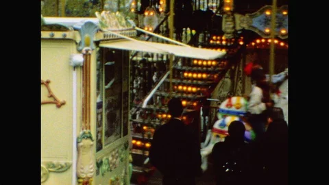 Carousel/Merry-Go-Round Rotating-Great Super 8 Footage from Paris Stock Footage 128576077