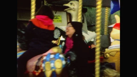 Carousel/Merry-Go-Round Super 8-Paris Stock Footage 128576614