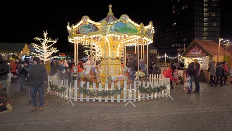 Carousels - a merry-go-round. Stock Footage 128197162