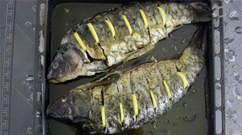 Carp cooking Stock Footage 37120683