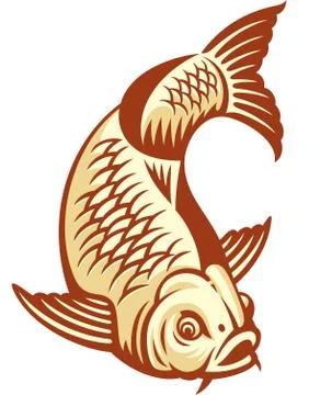 Carp Fish Cartoon 库存插图