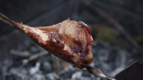 Carp fish on skewers Vídeo Stock 72194308