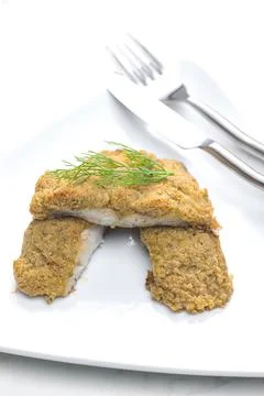 Carp fried in breadcrumbs crust 스톡 사진