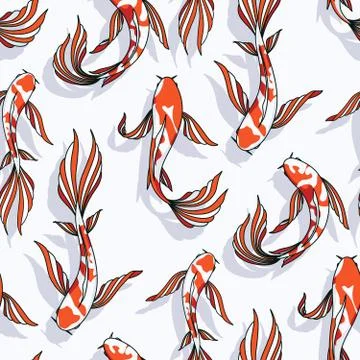 Carp koi vector seamless pattern goldfish background fish texture Illustrazione stock