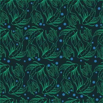 Carp pattern art fish nature blue ocean Stock Illustration