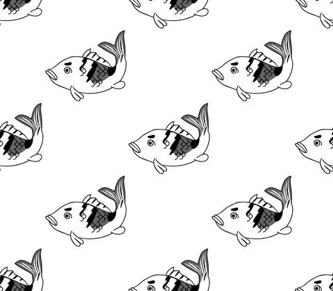 Carp Seamless on White Background Stock Illustration