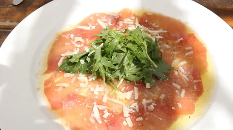 Carpaccio dish Stock Footage 38018647