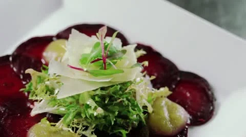 Carpaccio Dish Presentation Stock Footage 12272660