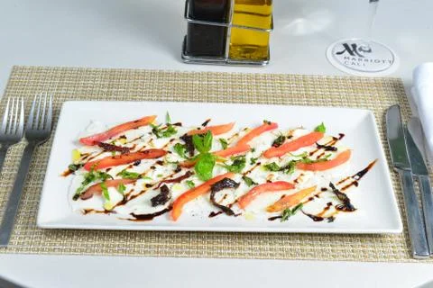 Carpaccio mosarella de bufala Stock Photos