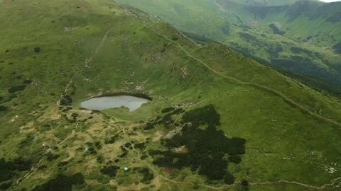 Carpathian lake Brebeneskul Stock Footage