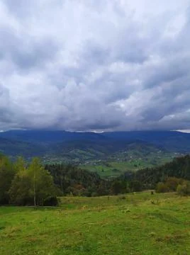 Carpathian landscape with cloudy sky Stock Photos
