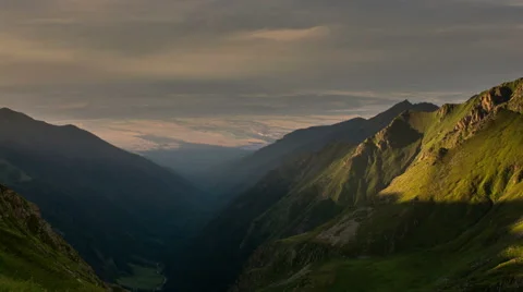 Carpathian mountain valley sunset time lapse HD Stock Footage 42143017