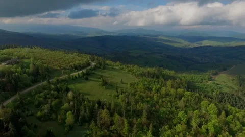 Carpathian Mountains Bird Flight Summer Stock Footage 63362184