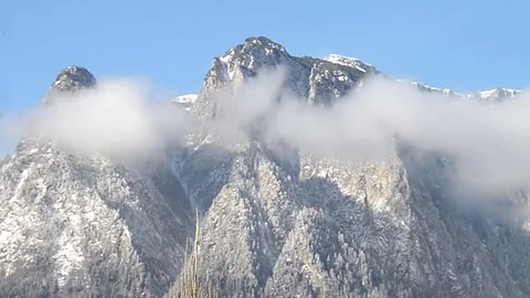 Carpathian mountains, Bucegi Mountain Range with Caraiman Peak with Cross in  Stock Footage 81068787