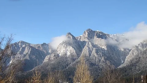Carpathian mountains, Bucegi Mountain Range with Caraiman Peak with Cross in  Stock Footage 81068800