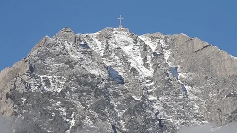 Carpathian mountains, Bucegi Mountain Range with Caraiman Peak with Cross in  Stock Footage 81068804