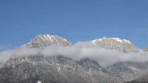 Carpathian mountains, Bucegi Mountain Range with Caraiman Peak with Cross in  Stock Footage 81068828