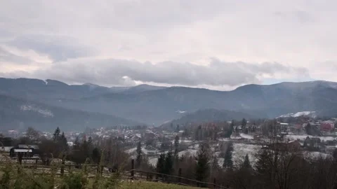 Carpathian mountains in the clouds on a winter Stock Footage 228346538