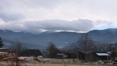 Carpathian mountains in the clouds on a winter Stock Footage 228346582