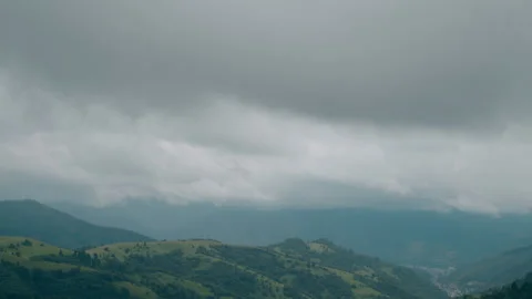 Carpathian mountains with fast clouds Stock Footage 245089817