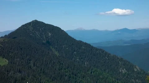 Carpathian mountains landscape view time lapse. Clouds running above mountains/ Stock Footage 59727754