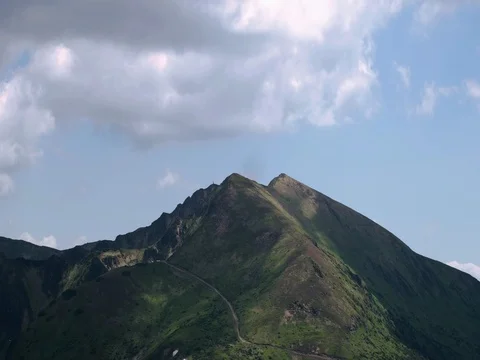 Carpathian Mountains Landscape View Time Lapse. Clouds Above Mountains Glade Stock Footage 76835791