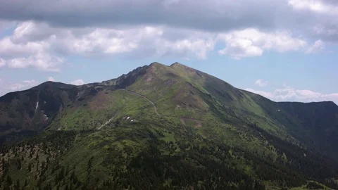 Carpathian Mountains Landscape View Time Lapse. Clouds Above Mountains Glade Stock Footage 76836058