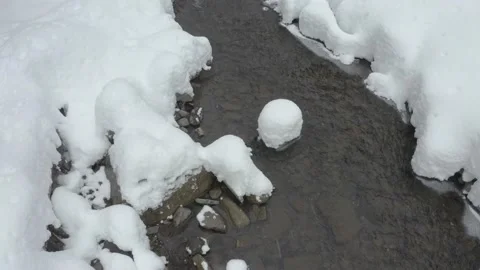 Carpathian River in winter Stock Footage 170772822