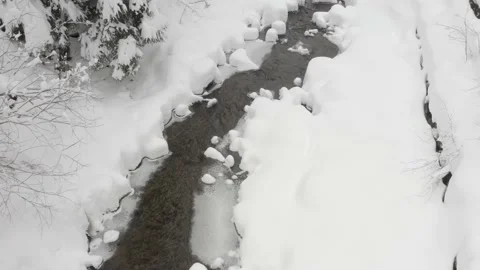 Carpathian River in winter Stockbeeldmateriaal 170772901