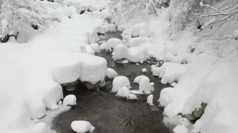 Carpathian River in winter Stock Footage 170772945